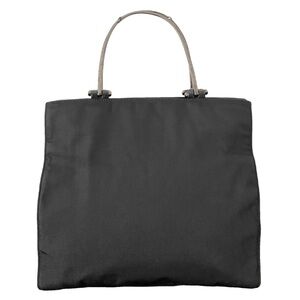 Gucci black nylon metal horsebit handle vintage tote bag